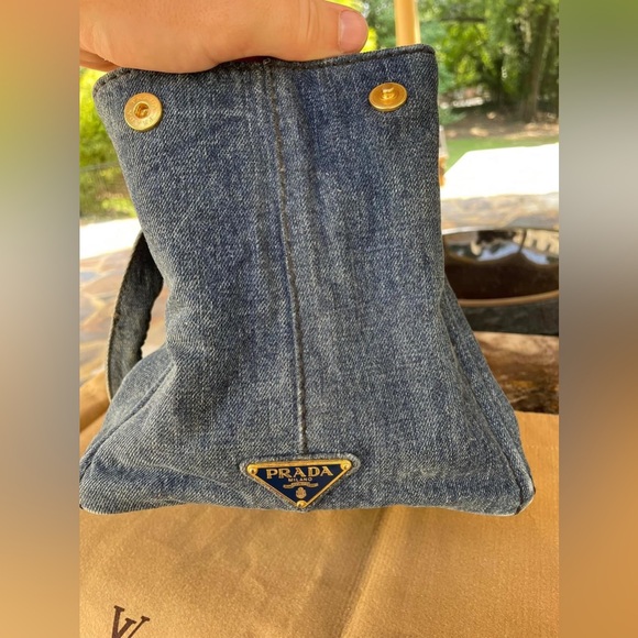 PRADA CANAPA Tote Bag, Large Tote, Handbag, Denim Canvas 100% AUTHENTIC! - Picture 13 of 16
